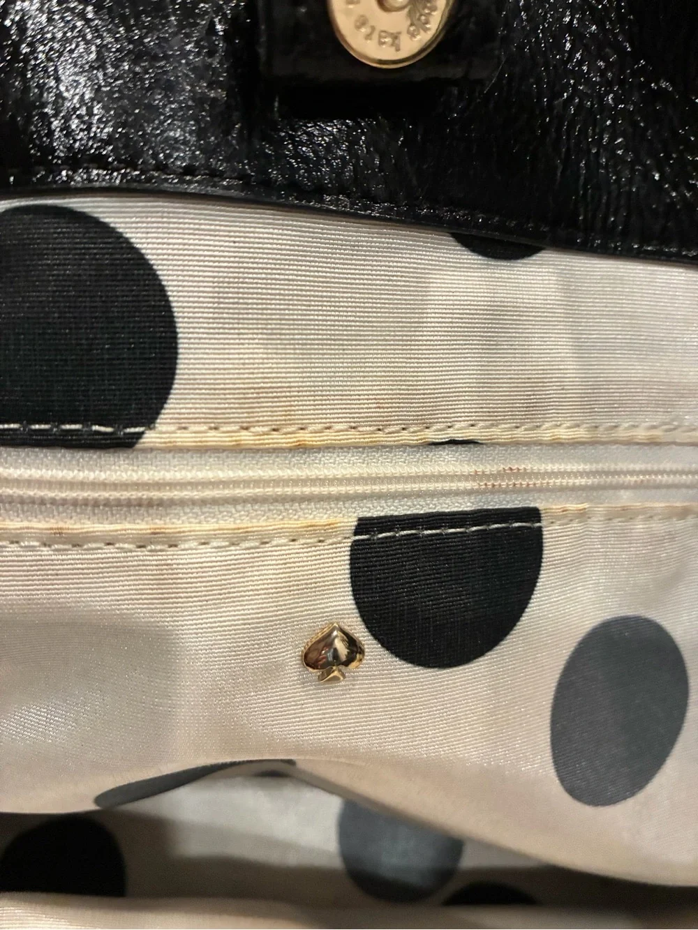 kate spade Black Leather Tote with Gold Chain Handles